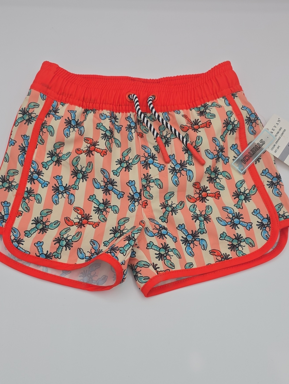 Andy & Even Lobster Print Striped Toddler Boys Swim Trunks 2T